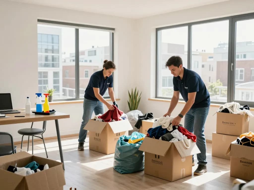 Effizienter Entrümpelungsprozess für Haushalte & Gewerbe in Münster mit einem professionellen Team, das Unordnung sortiert.