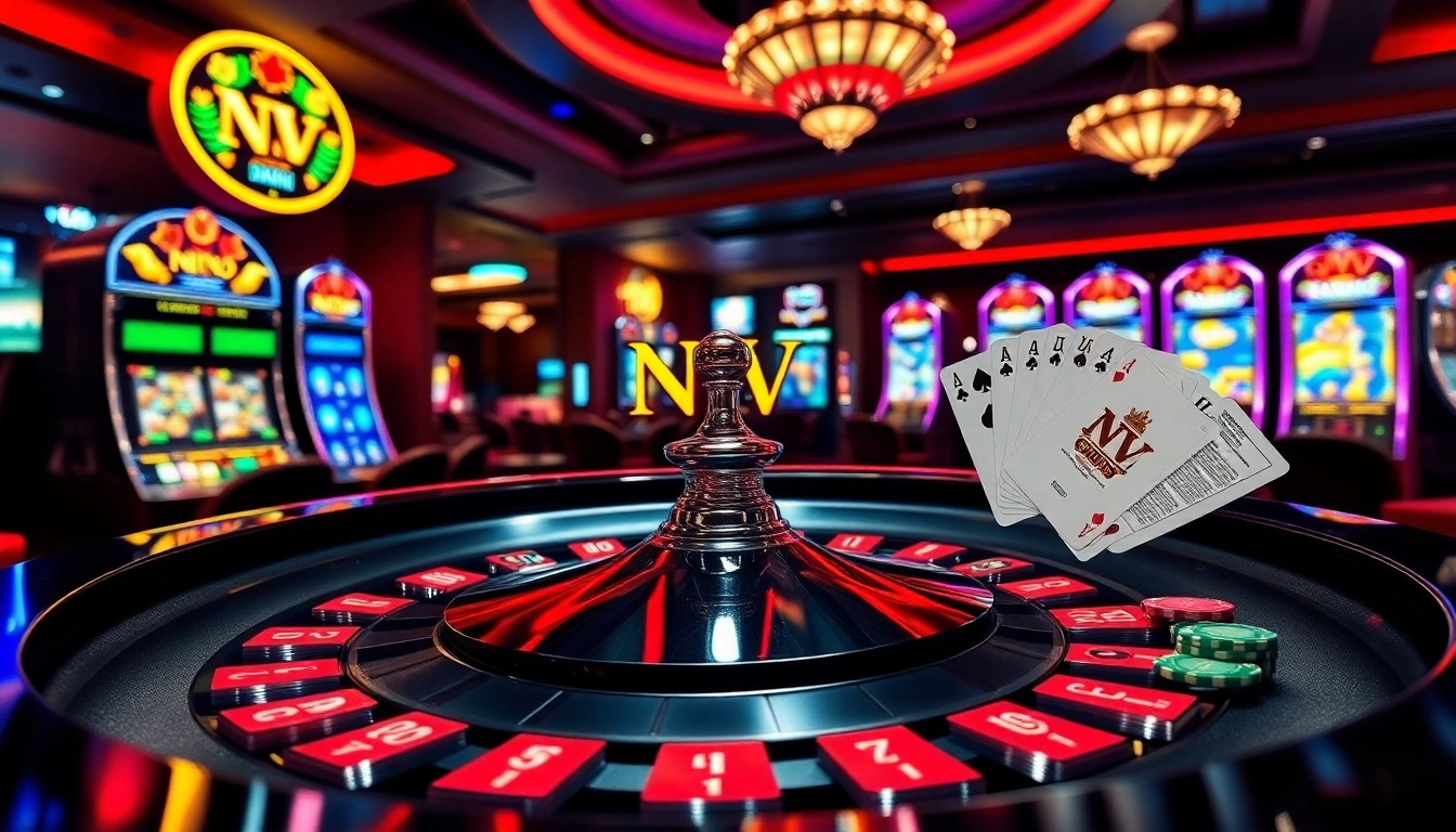 Experience the excitement at NV Casino with vibrant poker chips and roulette.