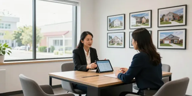 Immobilienmakler Kirchheim unter Teck: Moderne Immobilienvermittlung in einem eleganten Büro mit digitaler Technologie.