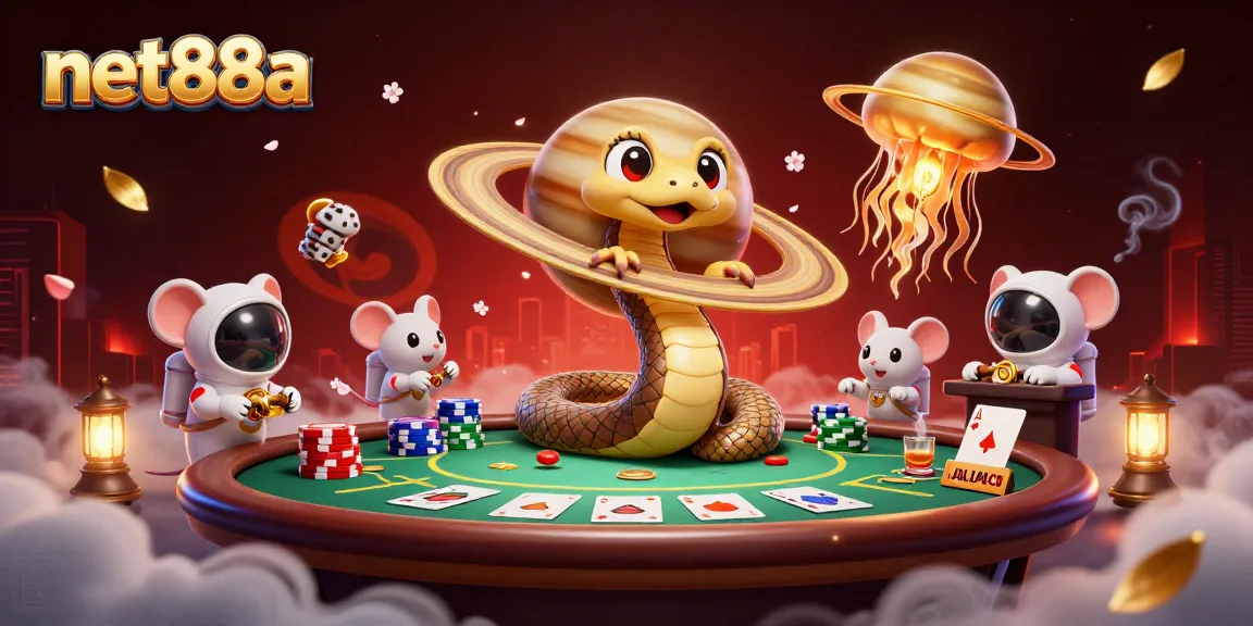 Experience thrilling net88a action with astronauts betting on roulette elements amidst a cosmic casino.