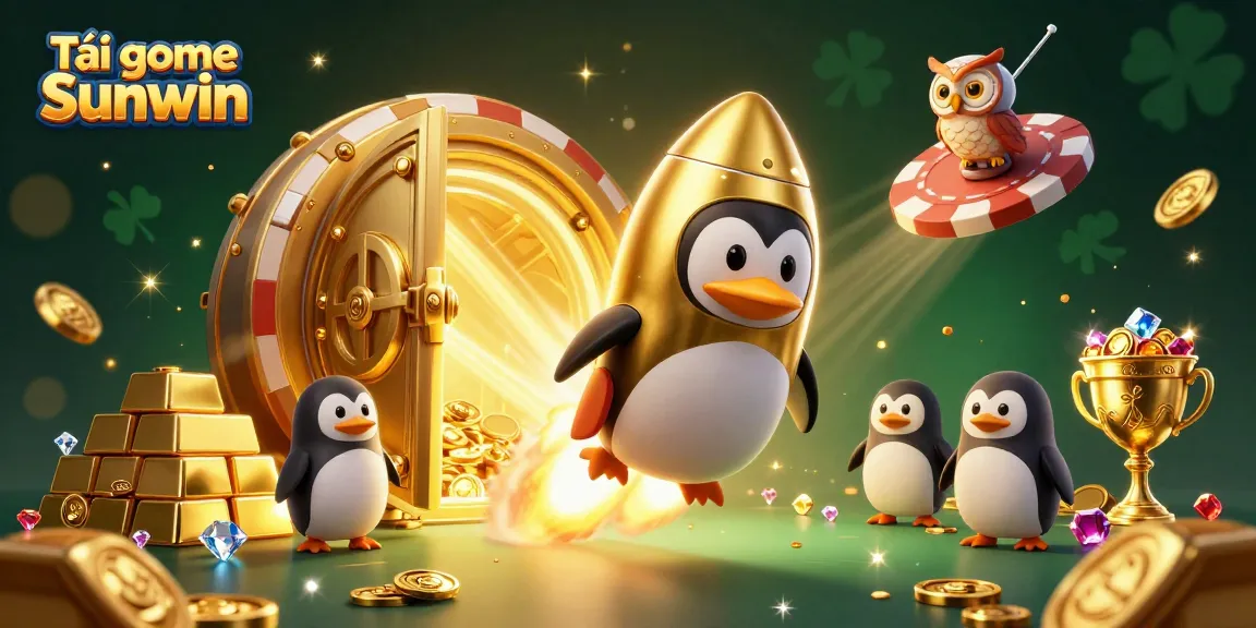 Experience the thrill of Tải game Sunwin with golden penguins and casino elements bursting with rewards.
