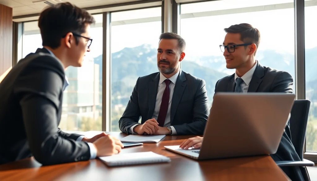 Headhunter Schweiz berät einen Kunden in einem modernen, professionellen Büro.