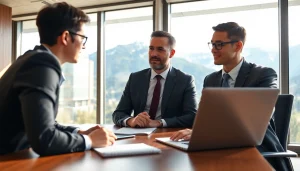 Headhunter Schweiz berät einen Kunden in einem modernen, professionellen Büro.