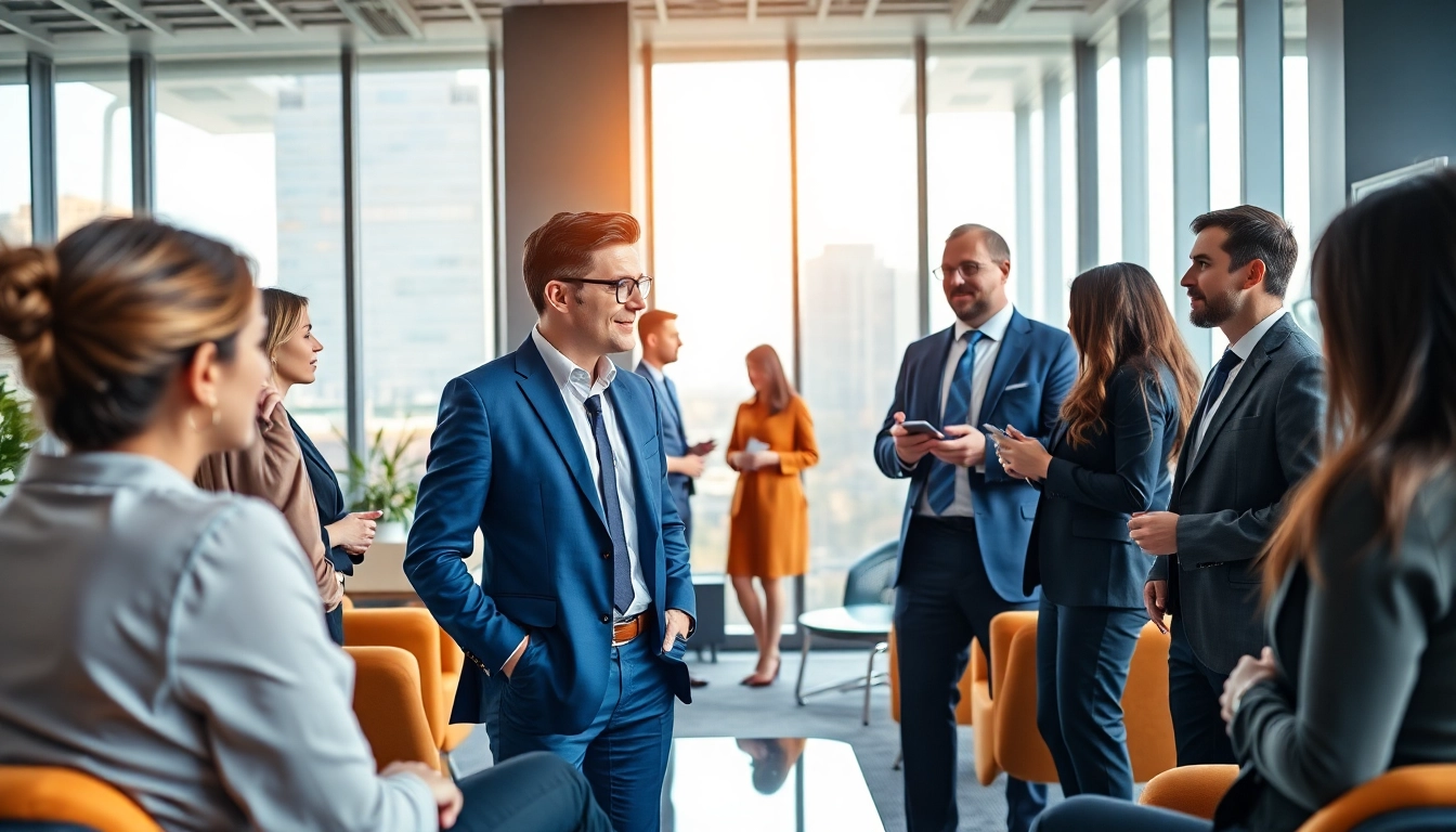 Headhunter Schweiz engagiert Kandidaten in einem modernen Büro, unterstreicht professionelle Chancen.