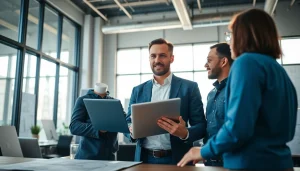 Headhunter Ingenieure collaborating with engineering professionals in a modern office.