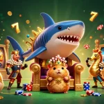 Zoccer casino celebrates vibrant gaming with a golden hamster king and dynamic casino elements.